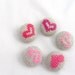 Pink Hearts - Hand Embroidered Buttons