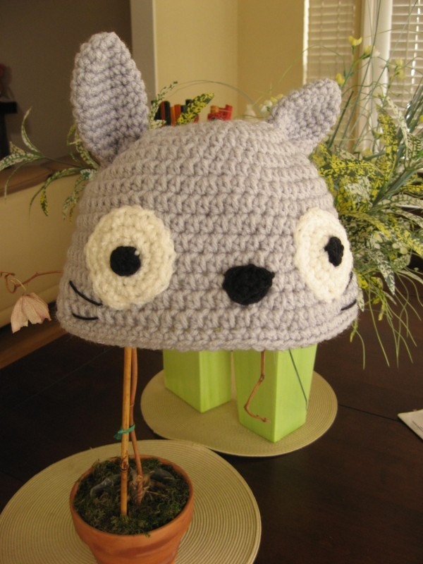 Gray Totoro Hat Beanie Crochet