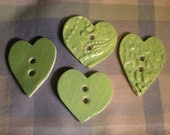 4 beautiful heart designer ceramic buttons sampler sale  by the muddy muse