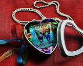 OnE GLASS HEALING PENDANT w/ heart tin art therapy recovery butterfly necklace hope survivor inspirational word phrase