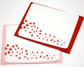 Letterpress Heart Notecards, set of 4 with envelopes, A2, Ready to Ship