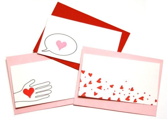 Letterpress Mini Notes, Share the Love, set of 6 with envelopes, Ready to Ship