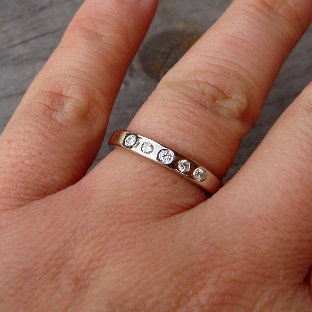 Moissanite and Recycled 14k White Gold Ring, Made to Order