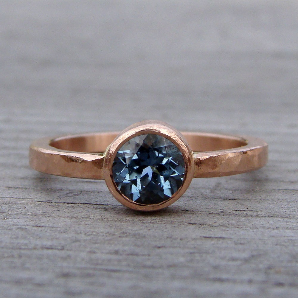 Fair Trade Malawi Sapphire and Recycled 14k Rose Gold Ring, Made to Order - Engagement, Wedding, or Right Hand Ring - Diamond Alternative