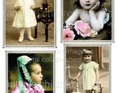 little girls original digital collage sheet download antique vintage photographs children altered art supplies sh.14