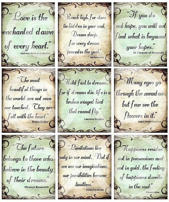 SeT of 9 inspirational quotes DIGITAL Collage Sheet U-PRINT altered art paper supplies scrapbooking handmade greeting cards hang tags no.3