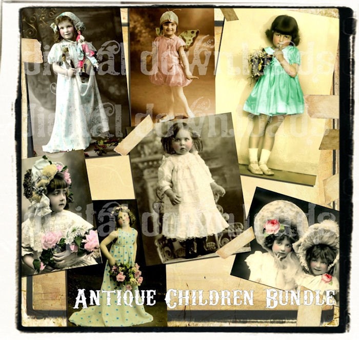 SuPeR 7 BuNDLe PaCK CHiLDReN FaiRy Photographs Download Digital Collage Sheet Vintage girls printable scrapbooking paper craft supplies B1