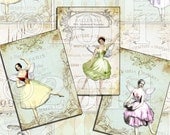 Printable Download - digital collage sheet - vintage images - ballerina FaiRyLaND BaLLeT vintage paper printable download