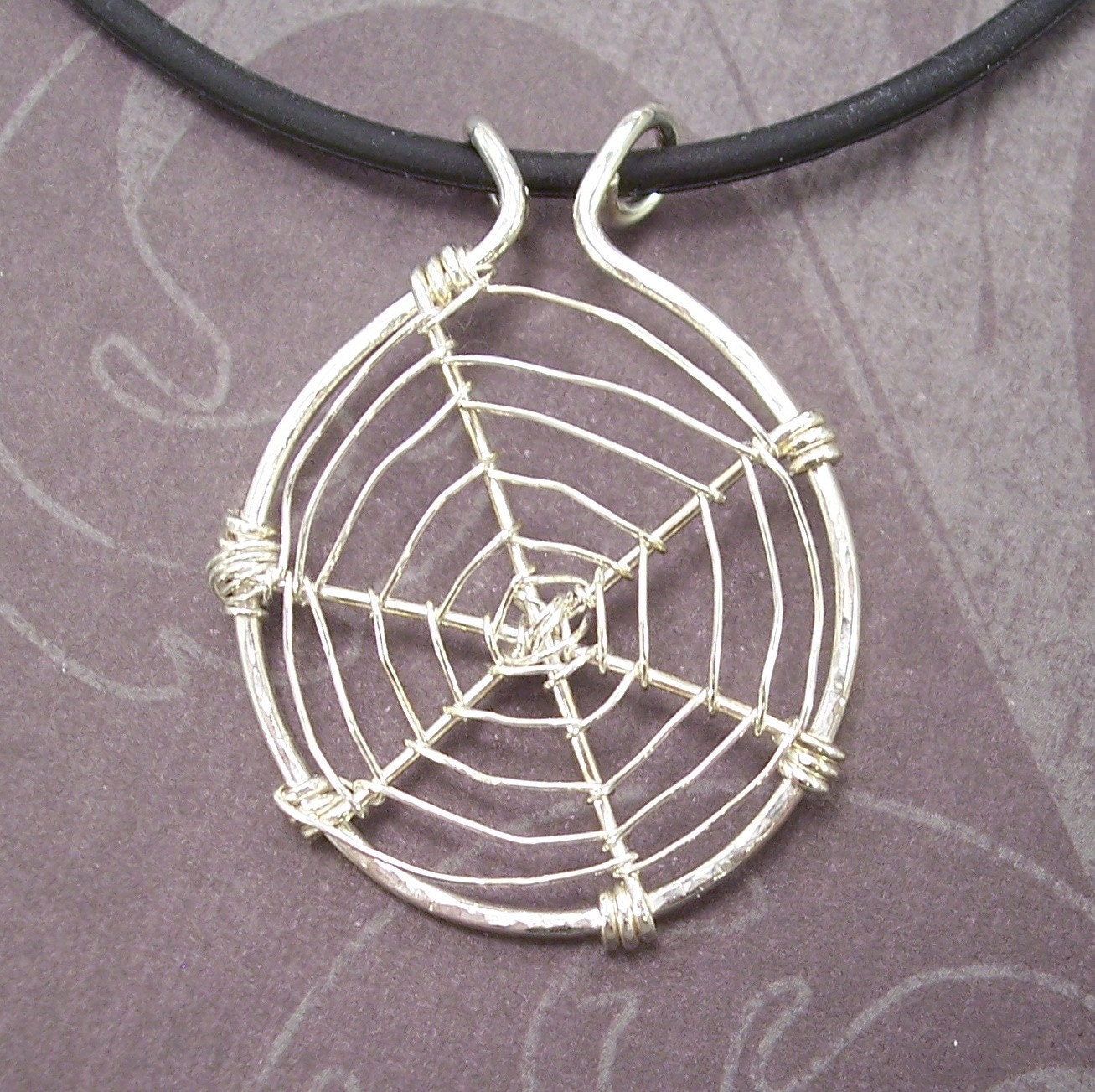 Silver Web Necklace Gothic Handmade Jewelry Pendant a little smaller version
