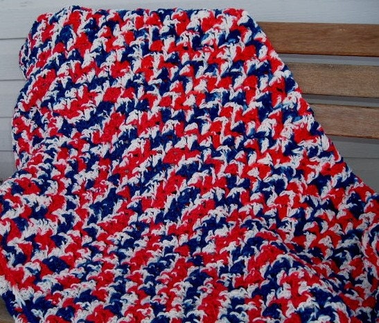 HANDCRAFTED DECORATIVE THROW IN PATRIOTIC COLORS