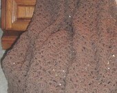 HAND CROCHETED Decorative Afghan Throw in Coffee Color