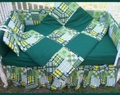 New JOHN DEERE baby Crib Bedding Set with green MADRAS plaid fabric