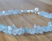 Light Aqua Blue Quartz Mini Chip and Silver Bracelet
