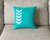 Chevron Arrow Pillow CUSTOM COLOR Teal and White