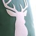 Sea Green & White Pillow Cushion - Deer Head 14X14
