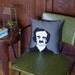 Edgar Allan Poe Decorative Pillow - Gray, Black and Beige
