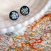 Navy blue folk floral posts- vintage indigo earrings with white flowers- heidi posts