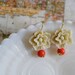ivory and coral sakura flower vintage dangle earrings