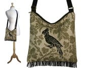 Bohemian Gypsy Fringe Bag Purse with adjustable strap - Parrot  Damask