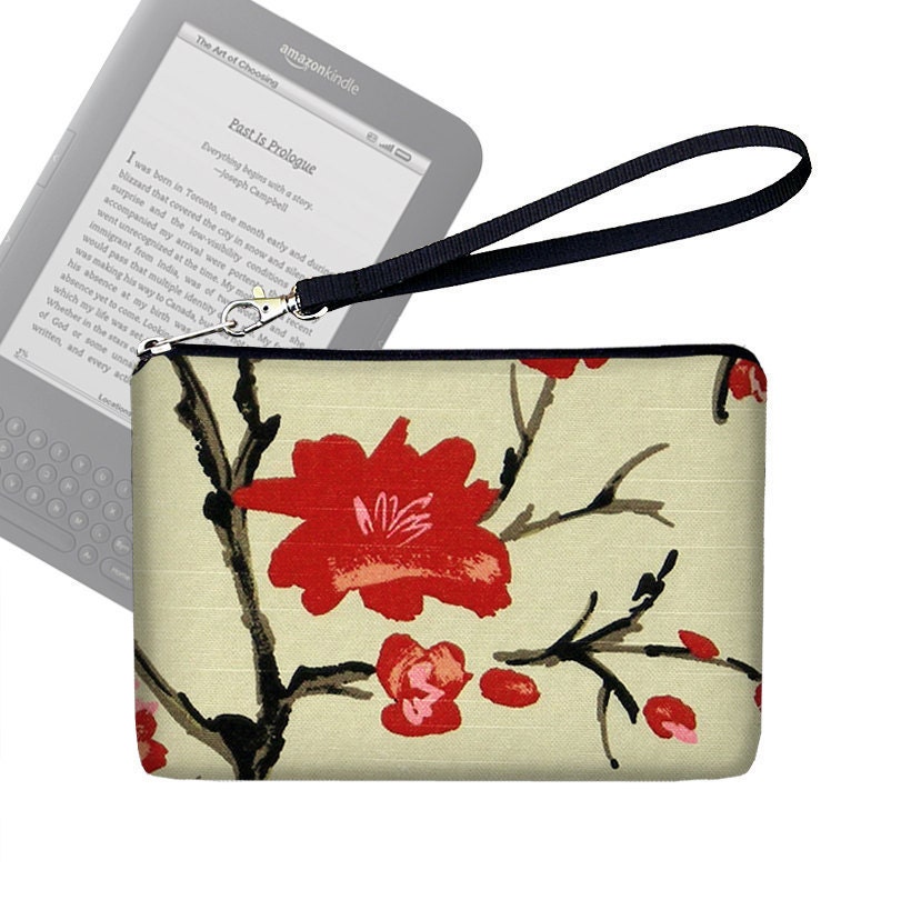 SALE Kindle Cover, Kindle Fire Case, Kindle Case, Kindle Fire HD, Kindle Fire Cover, Wristlet Clutch Purse, Asian Cherry Blossom (RTS)