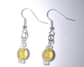 Yellow  with White accents dangle earrings