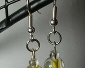 Yellow  with White accents dangle earrings