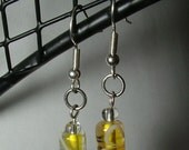 Yellow  with White accents dangle earrings