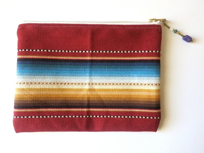 Serape  pouch clutch in red