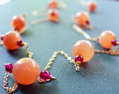 Moon stone and Garnet Necklace - Jewelry by nutraj on Etsy