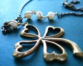 Pearls and Brass Flower Necklace