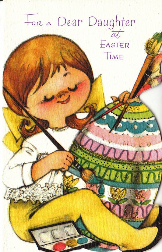Vintage 1960s UNUSED For A Dear Daughter At Easter Time Greetings Card (B8a)