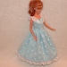 Barbie Clothes Handmade Blue Tea Length dress with tiny bows and lace