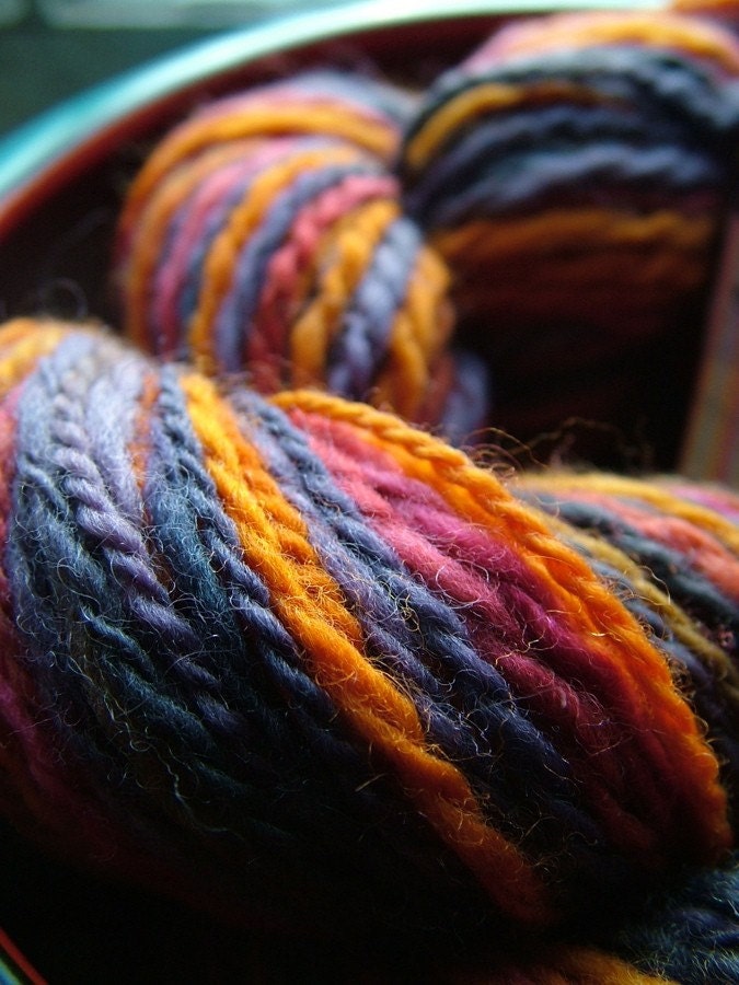 Spicy Handdyed Worsted Wool Yarn Hank (162 yards) in FIESTIVAL