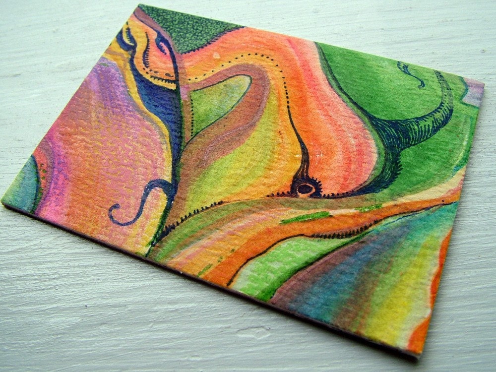 Original ATC/ACEO - "Composure1" - 065 (multimedia abstract art card) - Free US Shipping
