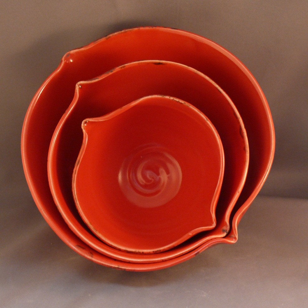 Three Red Koi Nesting Bowls