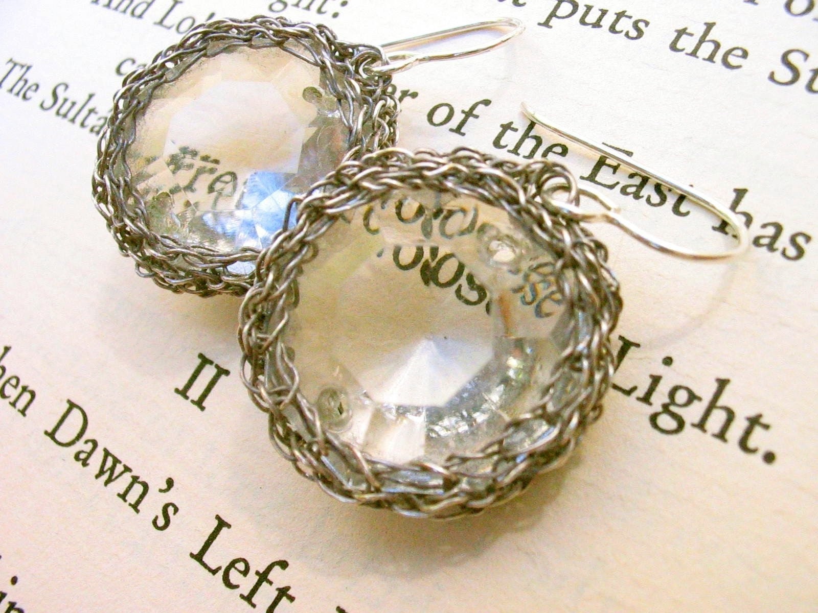 Netted Crystal Earrings - Silver