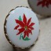 Vintage Poinsettia Glass Earrings Red Green White Screw On Style