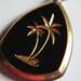 Vintage 1970s Black Glass Intaglio Palm Tree Pendant Necklace Costume Jewelry