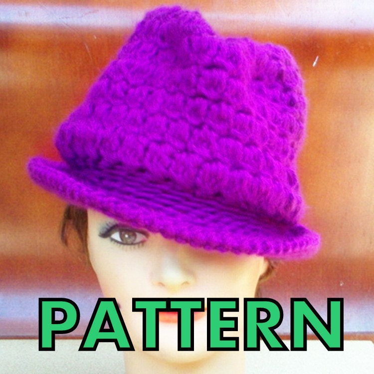 Instant Download Crocheted Pattern Hats for Women - Crochet Hat Pattern PDF for the Andy Crochet Fedora Hat - Permission To Sell