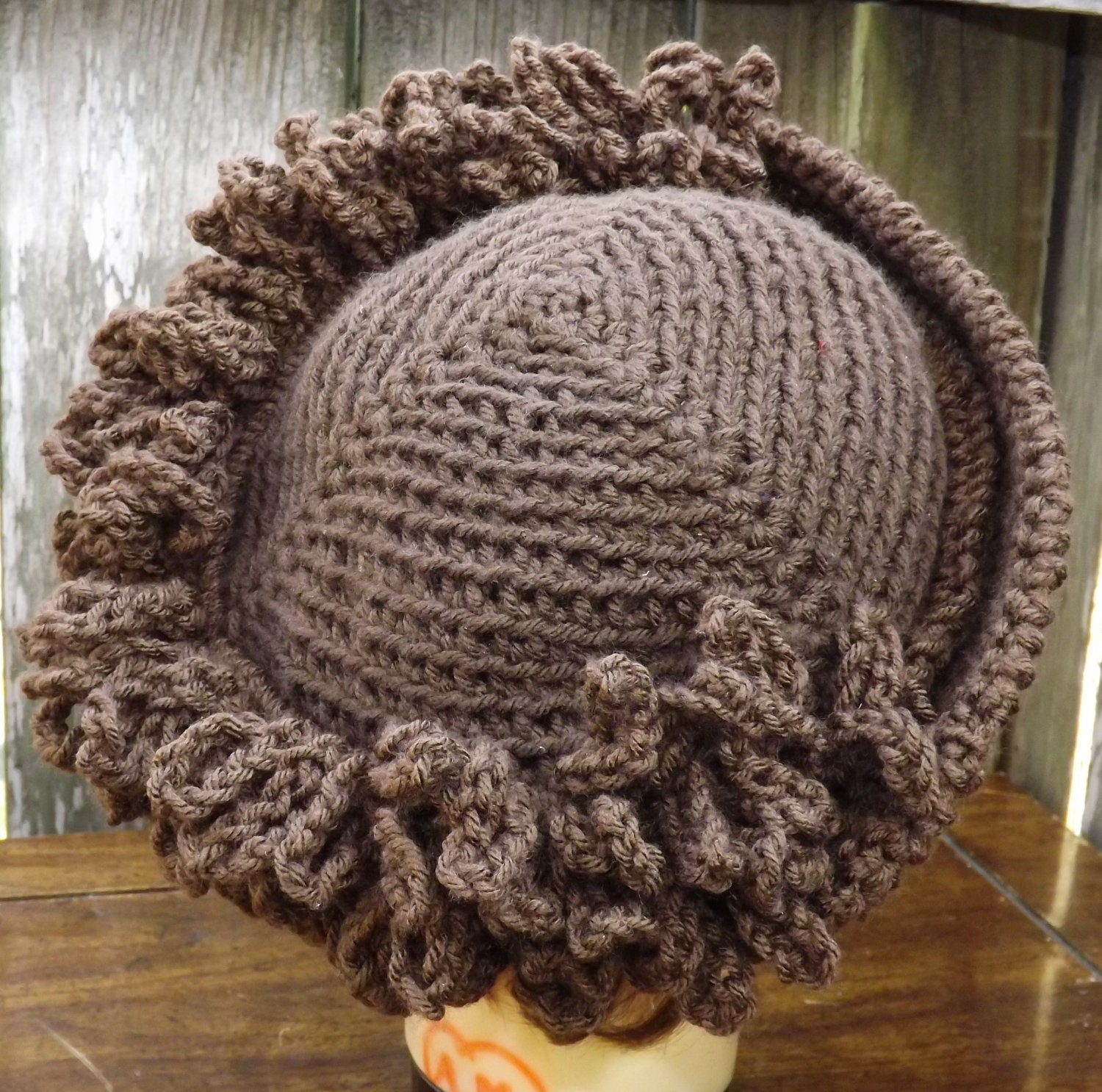 Crochet Hat Women Hat - LINDA Womens Fringe Hat in Brown - Mad Hatter Hat