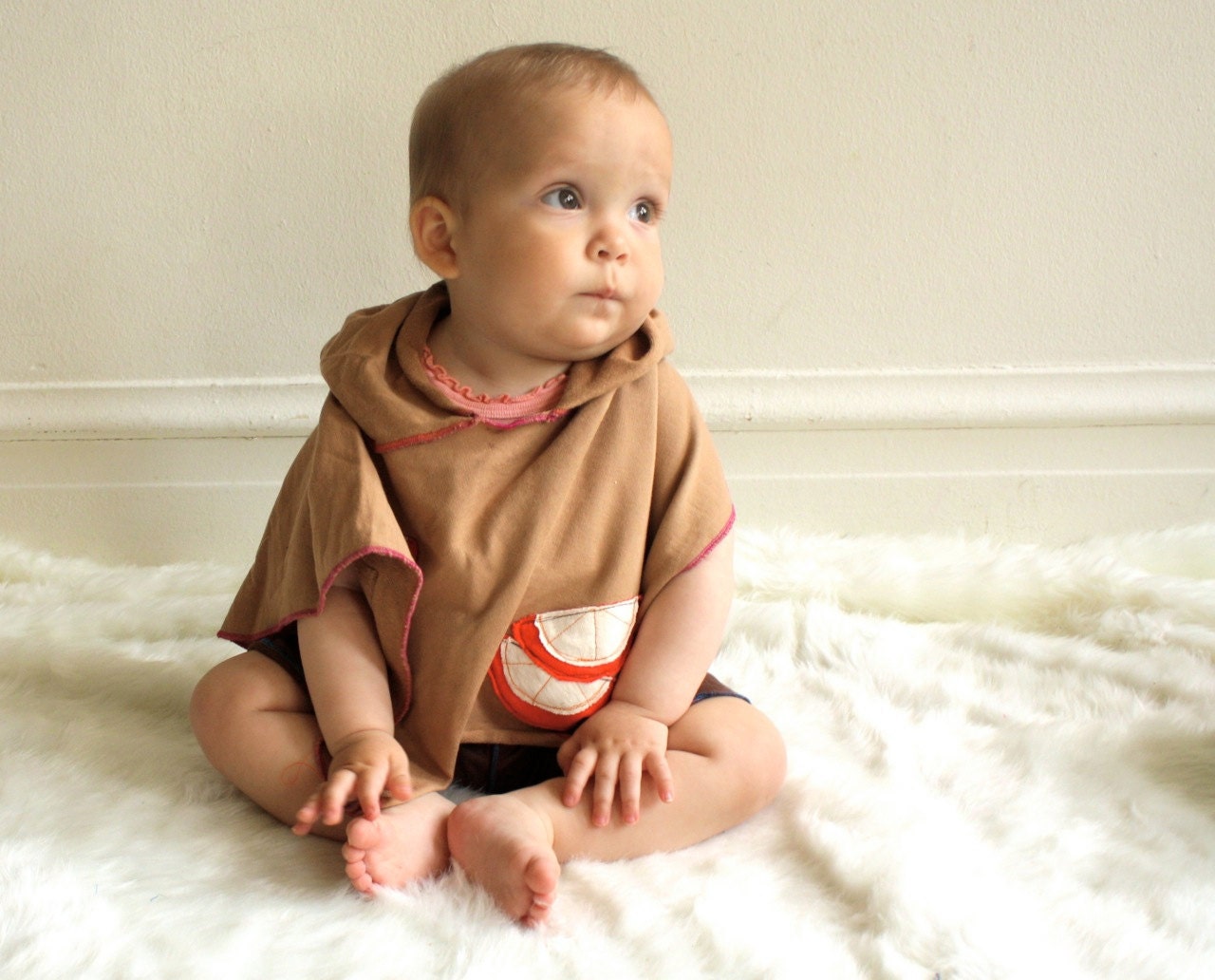 Organic Oranges Hoodie Poncho in Brown - Made to Order
