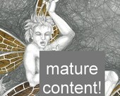 Fornicating Fairies 2 - a mature and very rude fairy orgy at the more discrete size of 5x7 inches - signed art print