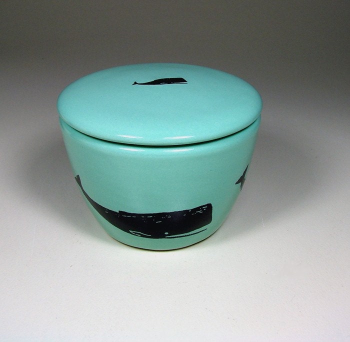 lidded bowl whale (blue green) - Made to Order/ Pick Your Colour