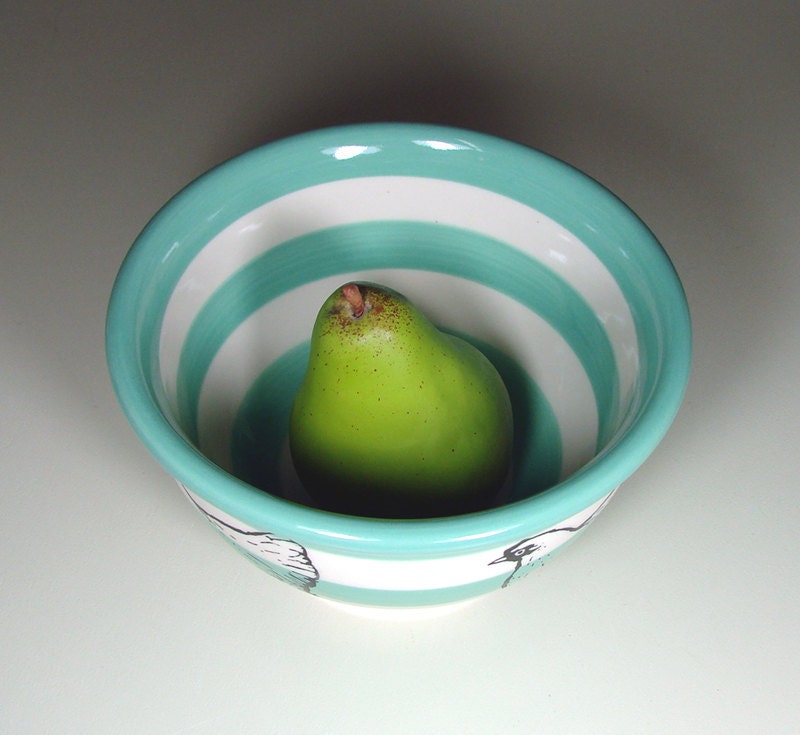 medium bowl chicken (striped blue green/natural) - Made to Order