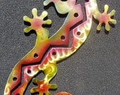 Gecko Lizard Metal Wall Hanging, Southwest Art, Sunset Swirl Finish, Small 23 inch