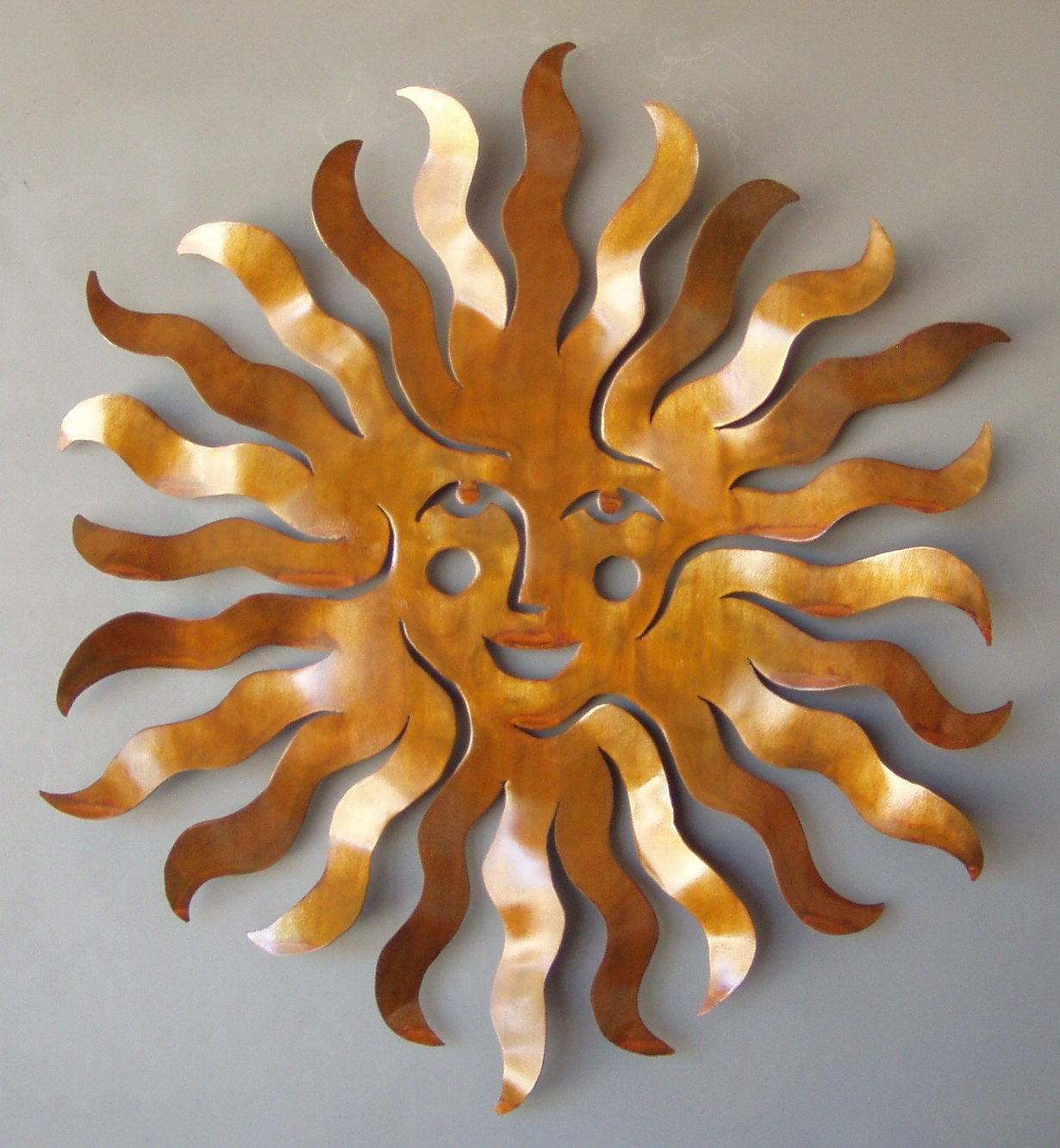 Metal Sun with Rust Finish Female Sprite Wall Art Sculpture 25 inch