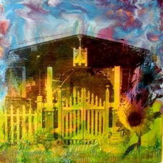 Original Encaustic Painting - Rainbow Spirit House