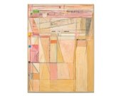 Modern Art Abstract Art Original Painting Colorful Collage Spring Home Decor Fine Art Drawing Architecture Art 18x24 Pink Orange Peach Gray