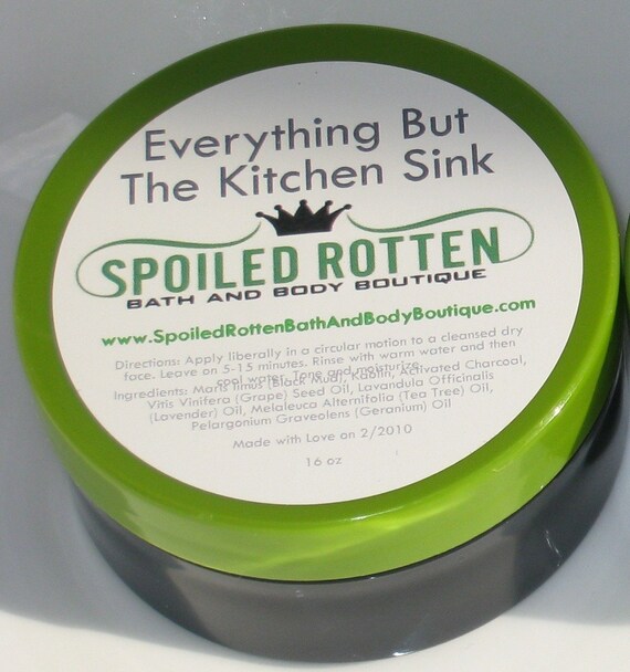 Everything but the Kitchen Sink DETOX Cleanser and Mask -Dead Sea Mud Natural and Vegan with Charcoal, Clay, Lavender and Tea Tree Oil