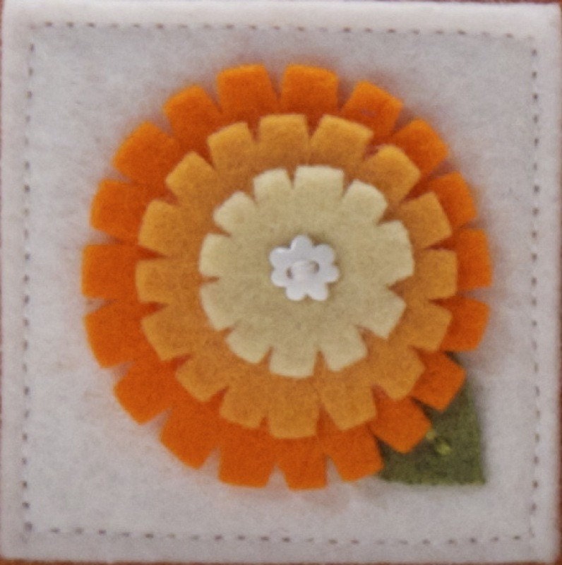 Wool Sewing Set, Needle book, Pincushion, Orange Flower, Sewing Supply Storage, Pin Keep, Orange Wool, Felt, Travel Sewing Kit